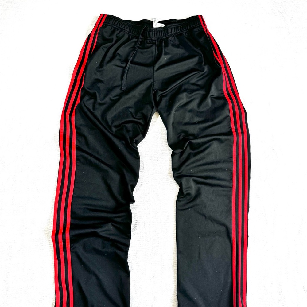 Addias Black Track Pants with Red Stripes